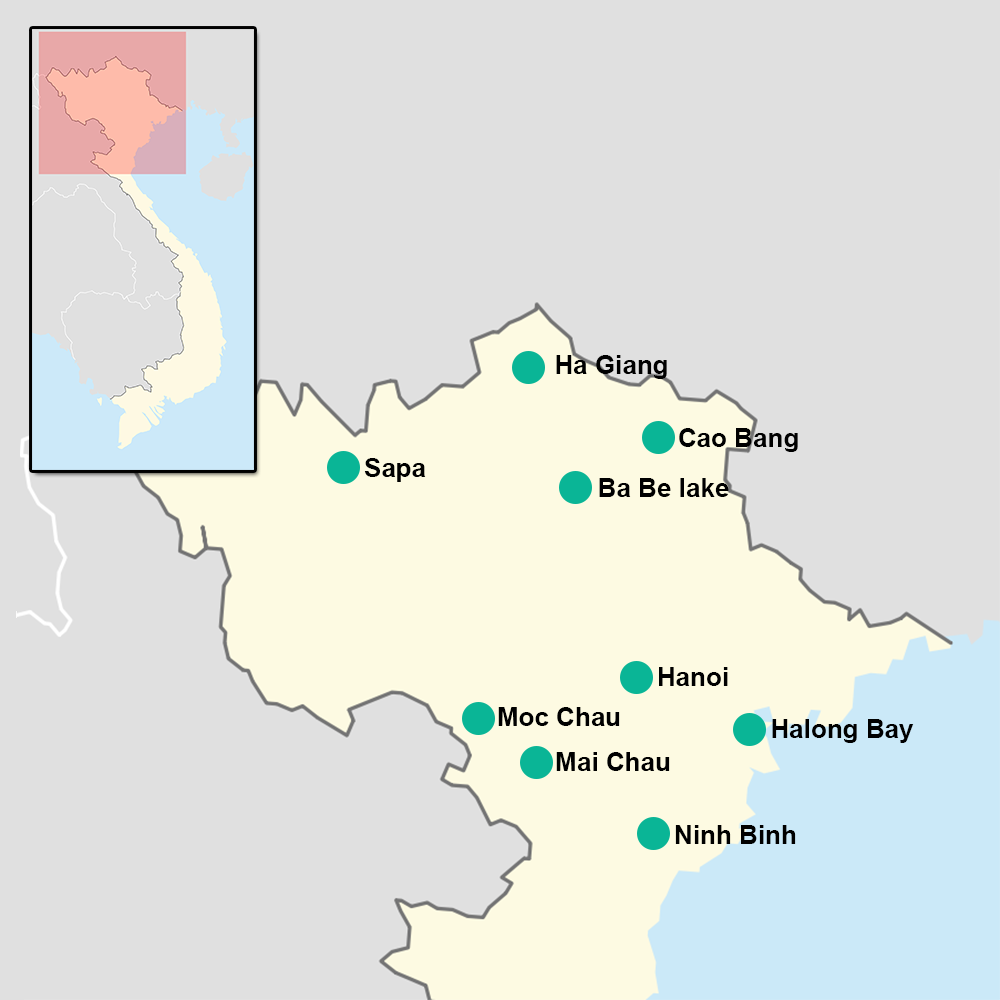 kaart Noord Vietnam
