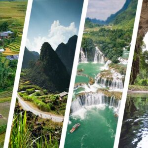 Rijstterrassen van Sapa, de Ha Giang bergen, Ban Gioc Waterfall en Ba Be Lake in één beeld voor de Sapa–Ha Giang–Cao Bang–Ba Be combinatietour.